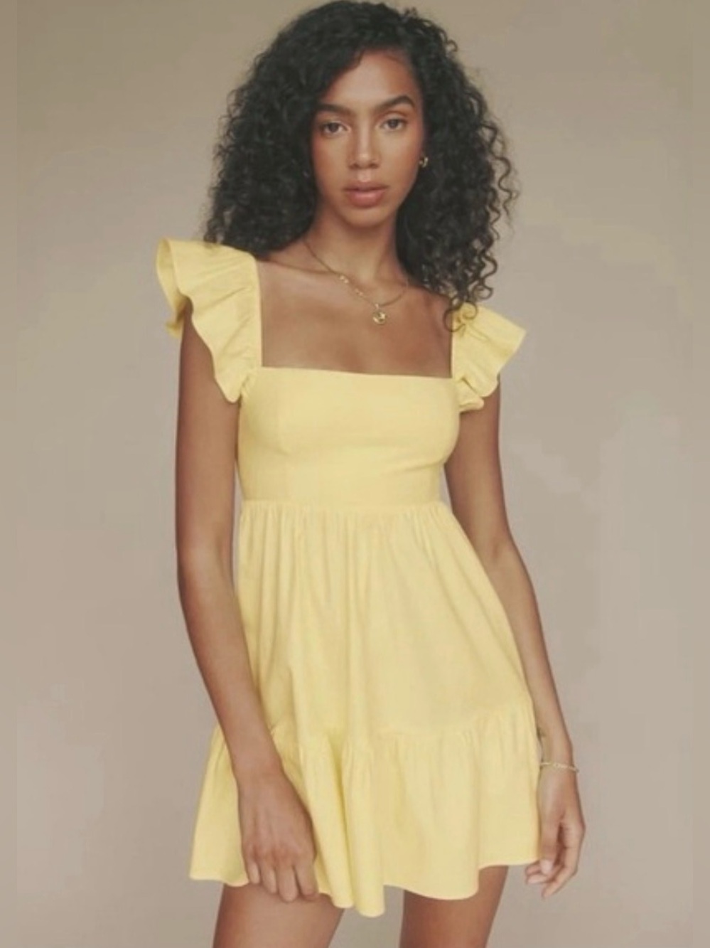 Reformation Jeune Mini Dress in Yellow Butter, Size 0